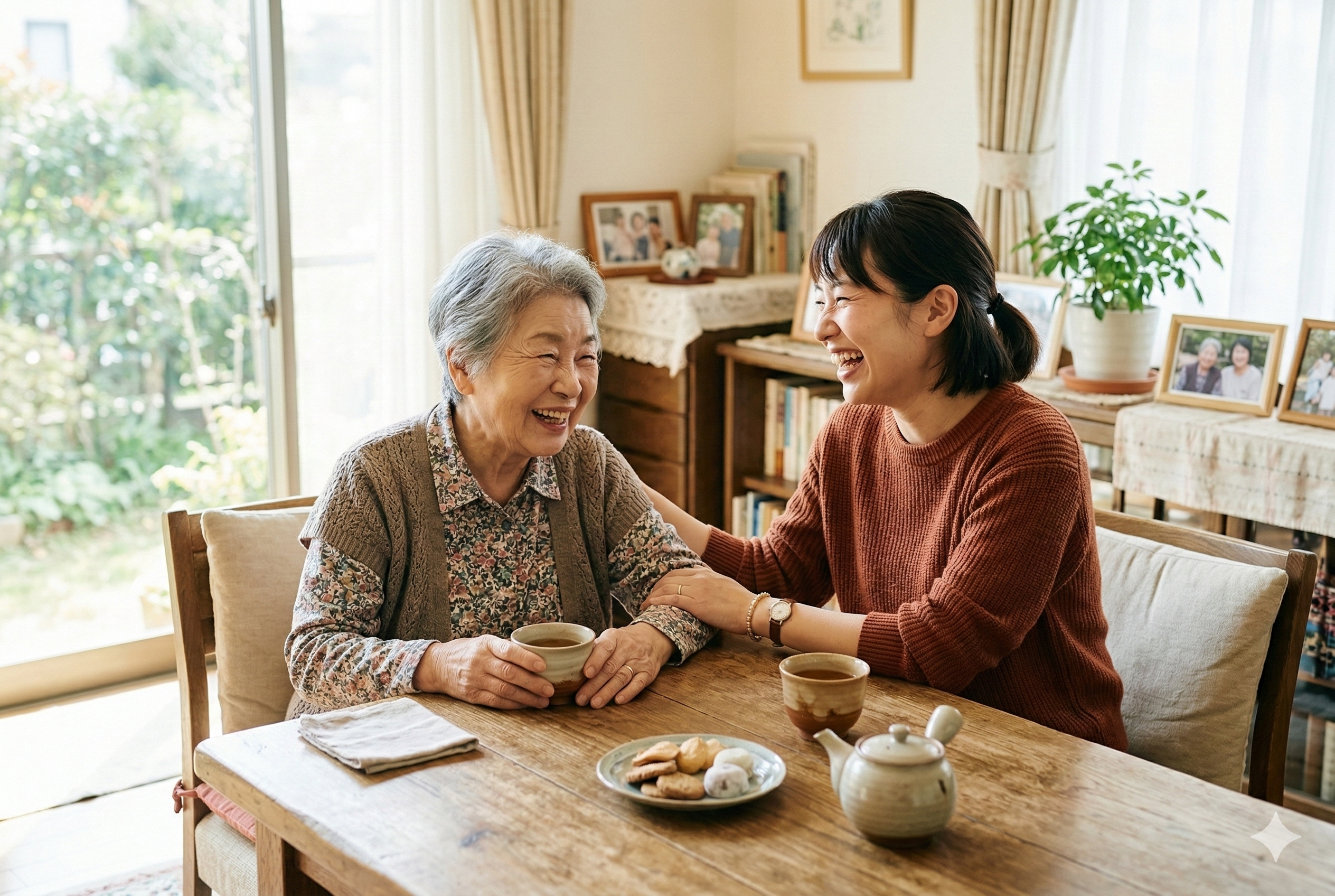 LINEで安否確認をする様子