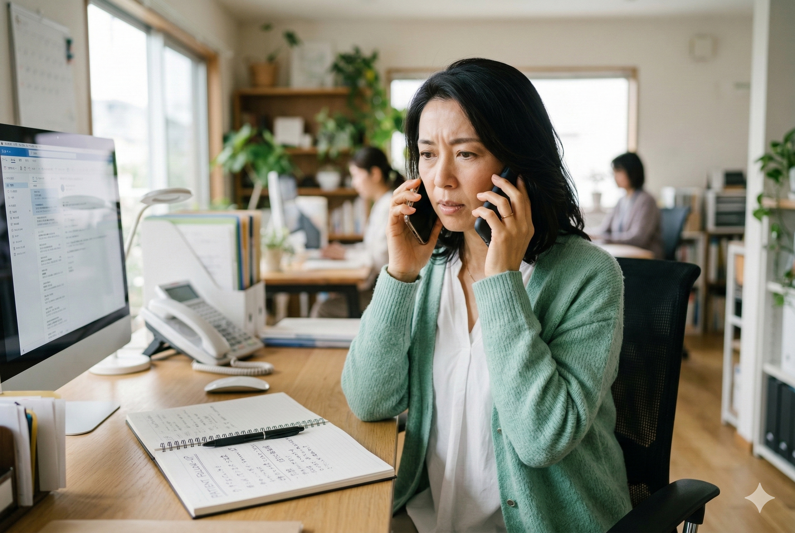 家族へ通知が届く様子